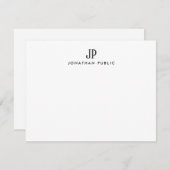 Modern Elegant Monogram Template Simple Minimalist ノートカード (正面/裏面)
