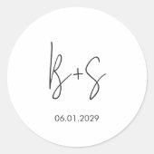Modern Elegant Monogram Wedding ラウンドシール (正面)