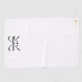 Modern Elegant Monogram White Name  ゴルフタオル (横)