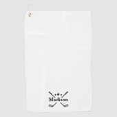 Modern Elegant Monogram White Name  ゴルフタオル (正面)