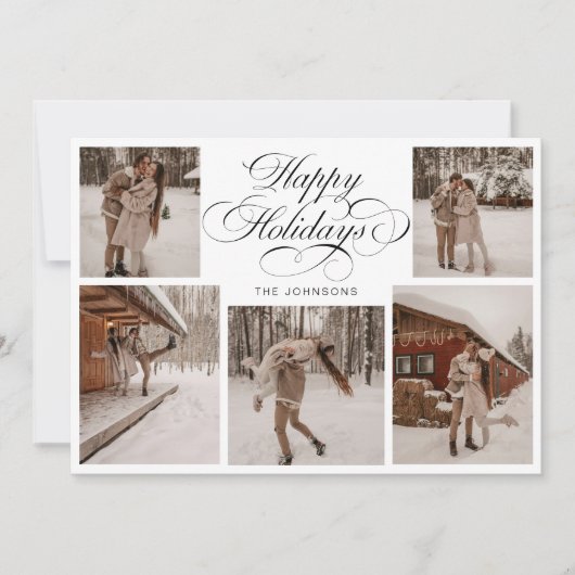 Modern Elegant Multi Photo Collage Christmas シーズンカード (正面)