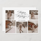 Modern Elegant Multi Photo Collage Christmas シーズンカード (正面/裏面)
