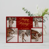 Modern Elegant Multi Photo Collage Christmas 箔シーズンカード (立ち正面)