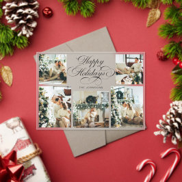 Modern Elegant Multi Photo Collage Christmas Card アクリル招待状