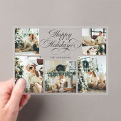 Modern Elegant Multi Photo Collage Christmas Card アクリル招待状 (インサイチュ (ポータブル))