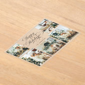 Modern Elegant Multi Photo Collage Christmas Card アクリル招待状 (レイダウン)