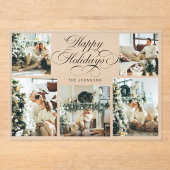 Modern Elegant Multi Photo Collage Christmas Card アクリル招待状 (正面)