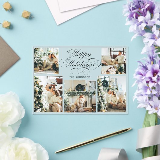 Modern Elegant Multi Photo Collage Christmas Card アクリル招待状 (インサイチュ (ウェディング))