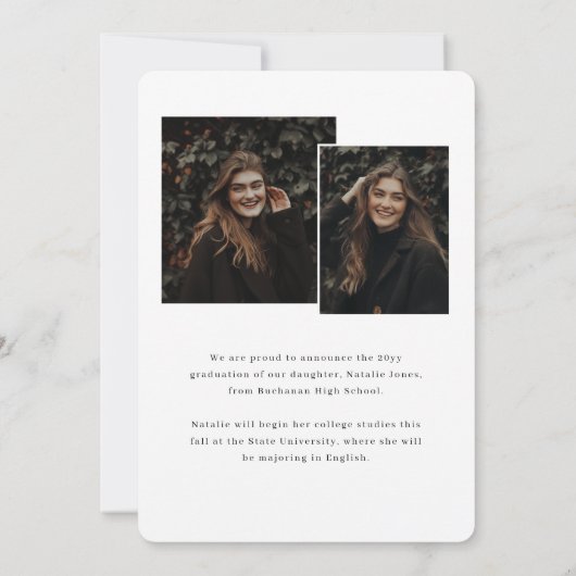 Modern Elegant Multi Photo Collage Graduation 案内状 (裏面)