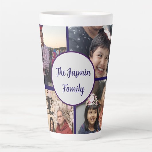 Modern elegant multi photo family stylish カフェラテマグ (正面)