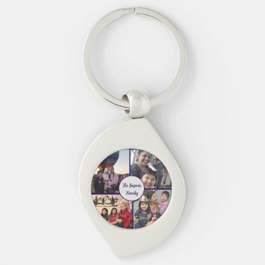 Modern elegant multi photo family stylish キーホルダー (正面)