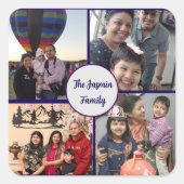 Modern elegant multi photo family stylish スクエアシール (正面)