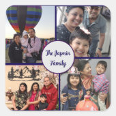 Modern elegant multi photo family stylish  スクエアシール (正面)