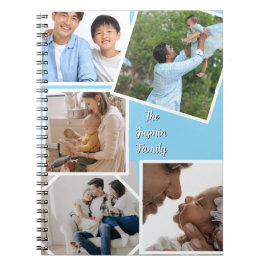 Modern elegant multi photo family stylish Blue ノートブック