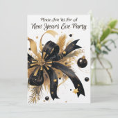 Modern Elegant New Years Eve Party Gold and Black 招待状 (スタンド正面)