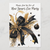 Modern Elegant New Years Eve Party Gold and Black 招待状 (正面)