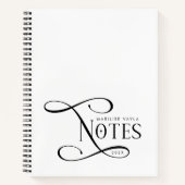 Modern Elegant Notes Personalized Black White  ノートブック (正面)