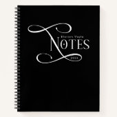 Modern Elegant Notes Personalized Black White  ノートブック (正面)
