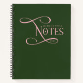 Modern Elegant Notes Personalized Green Pink ノートブック (正面)