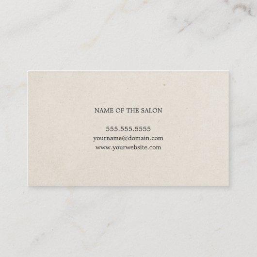 Modern Elegant Paper Texture Scissors Hairdresser 名刺 (裏面)