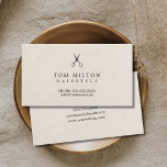 Modern Elegant Paper Texture Scissors Hairdresser 名刺<br><div class="desc">Modern customizable business card template with paper texture background and small black scissors icon. Elegant design with scissors icon. Perfect for beauty salon,  hairstylist,  hairdresser,  barber.</div>