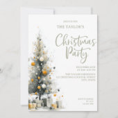 Modern Elegant Pastel Christmas Tree Party 招待状 (正面)