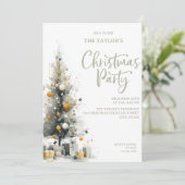 Modern Elegant Pastel Christmas Tree Party 招待状 (スタンド正面)