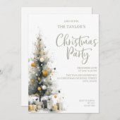Modern Elegant Pastel Christmas Tree Party 招待状 (正面/裏面)