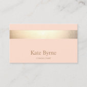 Modern Elegant Peach Gold Stripe 名刺 (正面)