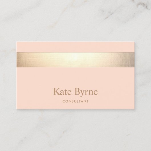 Modern Elegant Peach Gold Stripe 名刺 (正面)