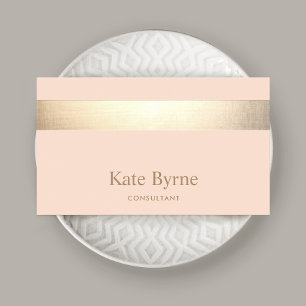 Modern Elegant Peach Gold Stripe 名刺