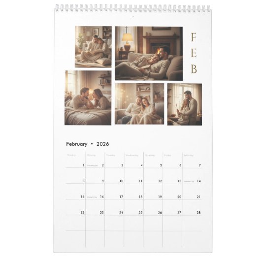 Modern & Elegant Personalized 2026 Calendar カレンダー (2月 2026)