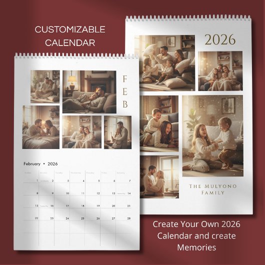 Modern & Elegant Personalized 2026 Calendar カレンダー