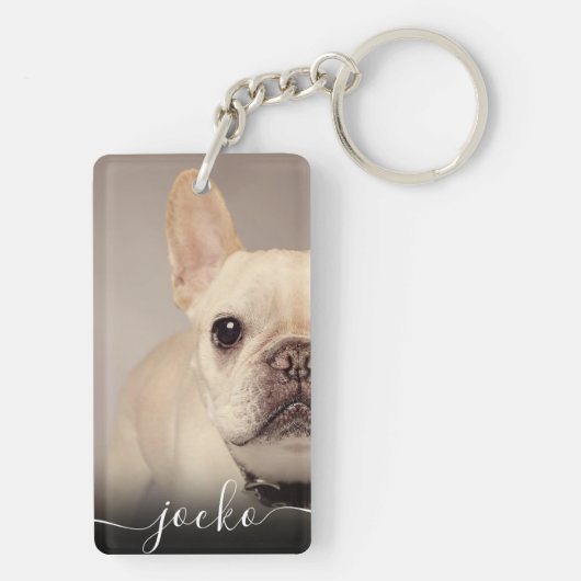 Modern Elegant Personalized Photo and Text  キーホルダー (裏面)