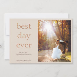 Modern Elegant Photo Best Day Ever Wedding サンキューカード