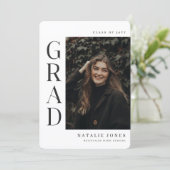 Modern Elegant Photo Black and White Graduation サンキューカード (スタンド正面)