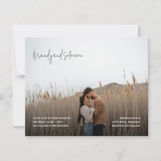 Modern Elegant Photo Budget Wedding Invitation (正面)