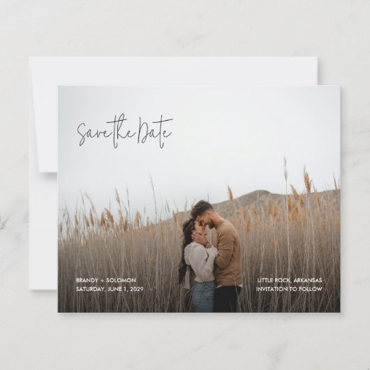 Modern Elegant Photo Budget Wedding Save the Date (正面)
