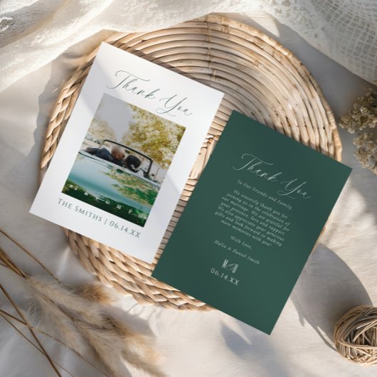 Modern Elegant Photo Monogram Wedding サンキューカード