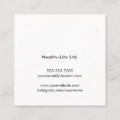 Modern Elegant Photo Nutritionist Health スクエア名刺 (裏面)