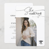 Modern Elegant Photo RN Nursing Graduation 招待状 (正面/裏面)