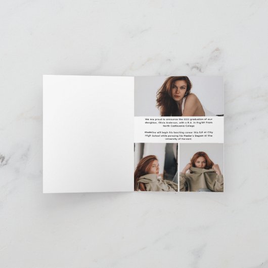 Modern Elegant Photo Typography Script Grad Folded 案内状 (内部)