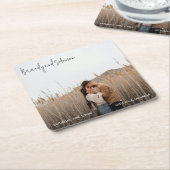 Modern Elegant Photo Wedding スクエアペーパーコースター (アングル)