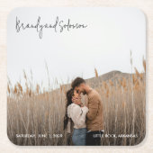 Modern Elegant Photo Wedding スクエアペーパーコースター (正面)