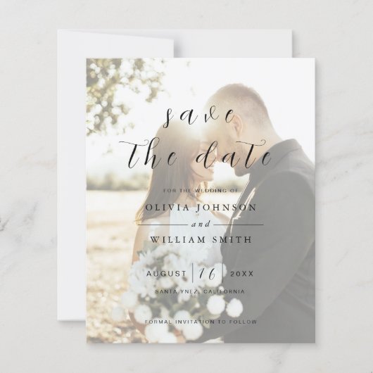 Modern Elegant Photo Wedding Save the Date (正面)