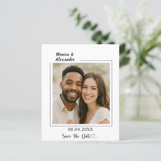 Modern elegant photo wedding Save the Date card (スタンド正面)