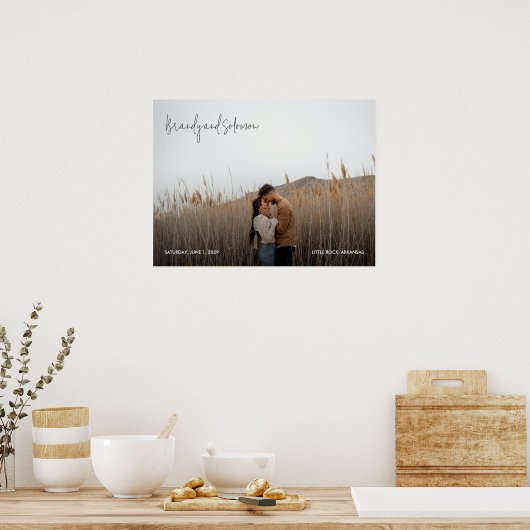 Modern Elegant Photo Wedding Sign ポスター (キッチン)
