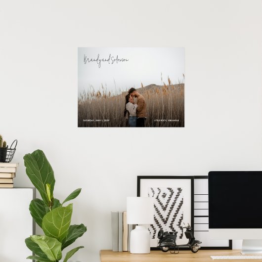 Modern Elegant Photo Wedding Sign ポスター (ホームオフィス)