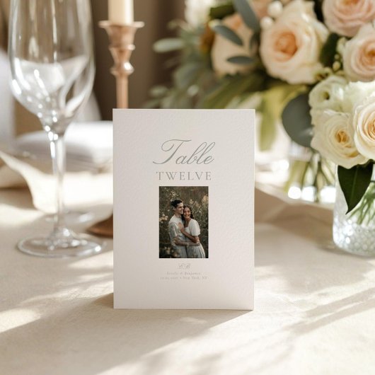 Modern Elegant Photo Wedding Table Number Card