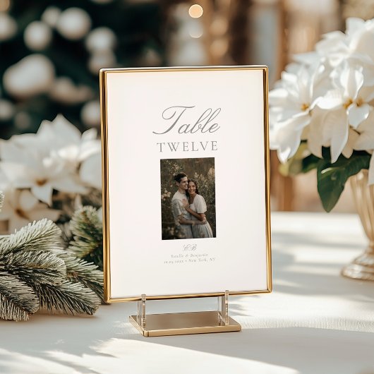 Modern Elegant Photo Wedding Table Number Card